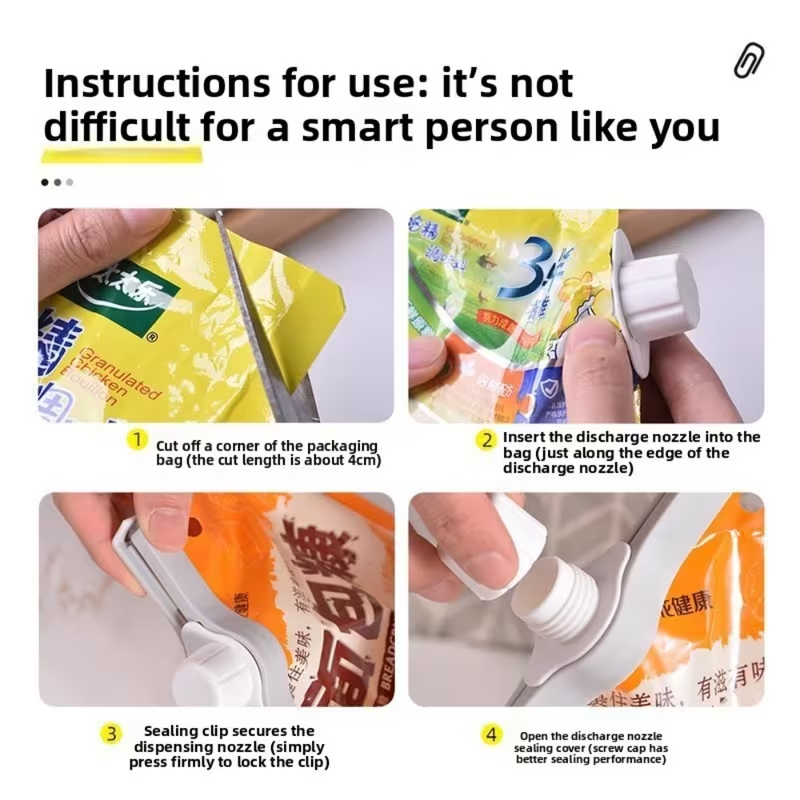 Two food storage and sealing clips, non-contact plastic snack clips
