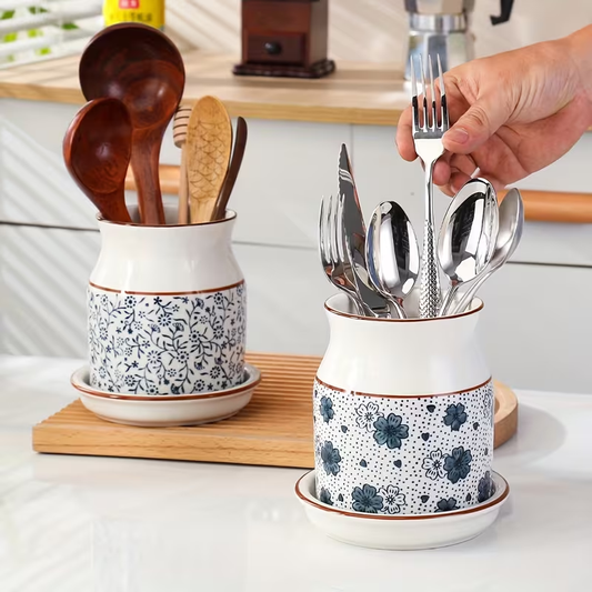 2-piece ceramic kitchen dish rack set | Large capacity