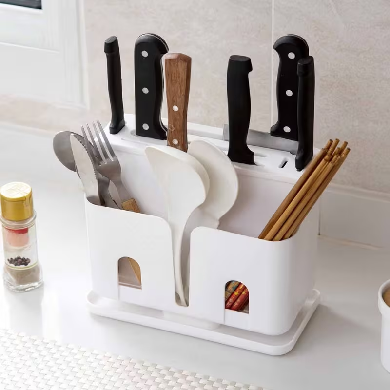kitchen storage rack, chopsticks holder, and knife rack with drain function.