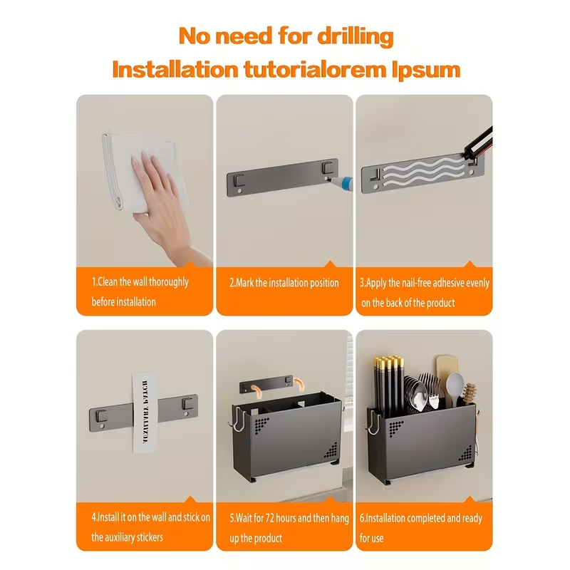 1 Wall-Mounted Chopstick Holder | Space-Saving Kitchen Storage Rack with Cutlery Slot