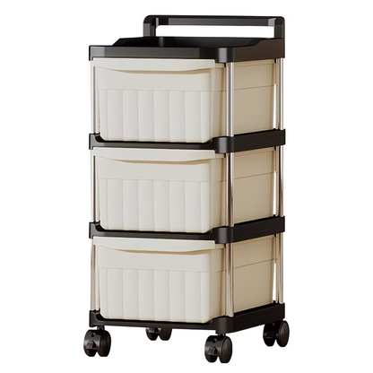 Rolling storage trolley with drawers - slim mobile storage rack with 360° swivel wheels