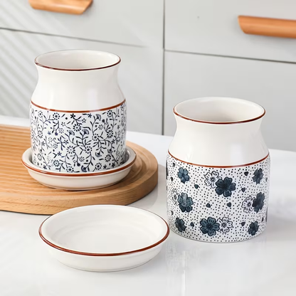 2-piece ceramic kitchen dish rack set | Large capacity