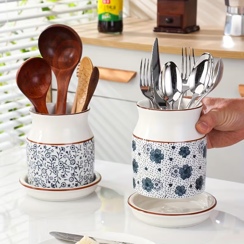 2-piece ceramic kitchen dish rack set | Large capacity