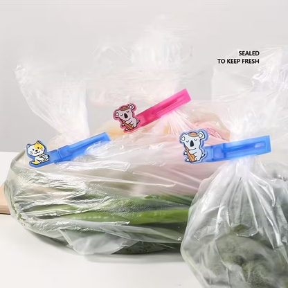 6 Cute Animal Pattern Plastic Food Bag Clips, Kitchen Resealable Bag Clips