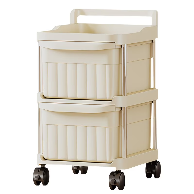 Rolling storage trolley with drawers - slim mobile storage rack with 360° swivel wheels