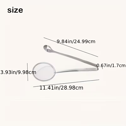 Extended stainless steel oil strainer | Multi-functional non-stick oil pan clamp