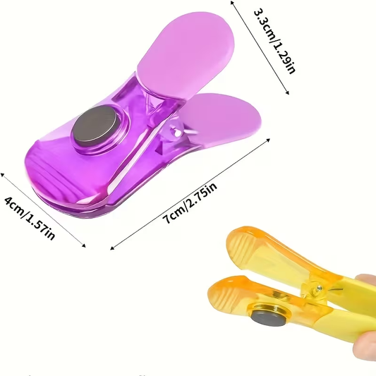 Sealing clips, 3-pack food slice snack bag sealing clips, colorful refrigerator magnetic clips