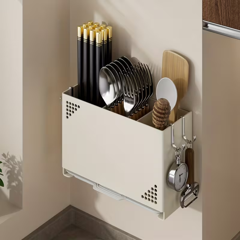 1 Wall-Mounted Chopstick Holder | Space-Saving Kitchen Storage Rack with Cutlery Slot