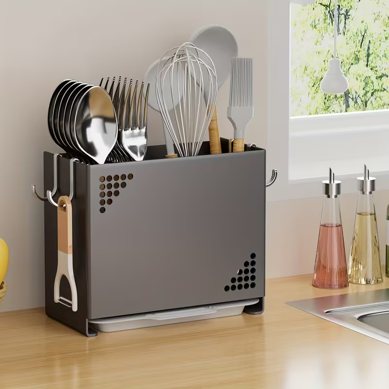 1 Wall-Mounted Chopstick Holder | Space-Saving Kitchen Storage Rack with Cutlery Slot