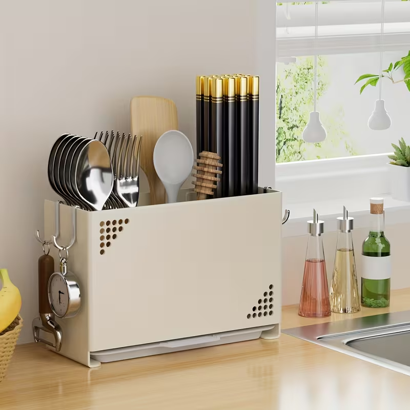 1 Wall-Mounted Chopstick Holder | Space-Saving Kitchen Storage Rack with Cutlery Slot