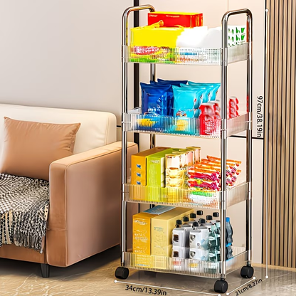 2/3/4-layer transparent acrylic wheeled storage trolley, slim and mobile