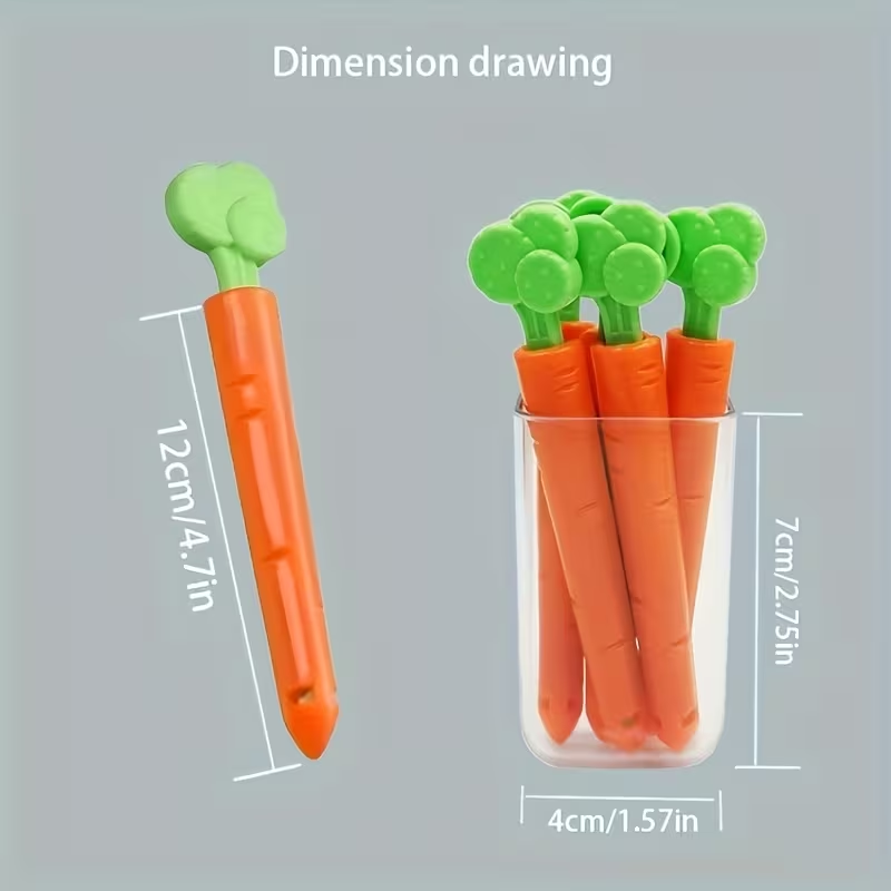 12-pack magnetic carrot-shaped plastic clips - non-food contact seal