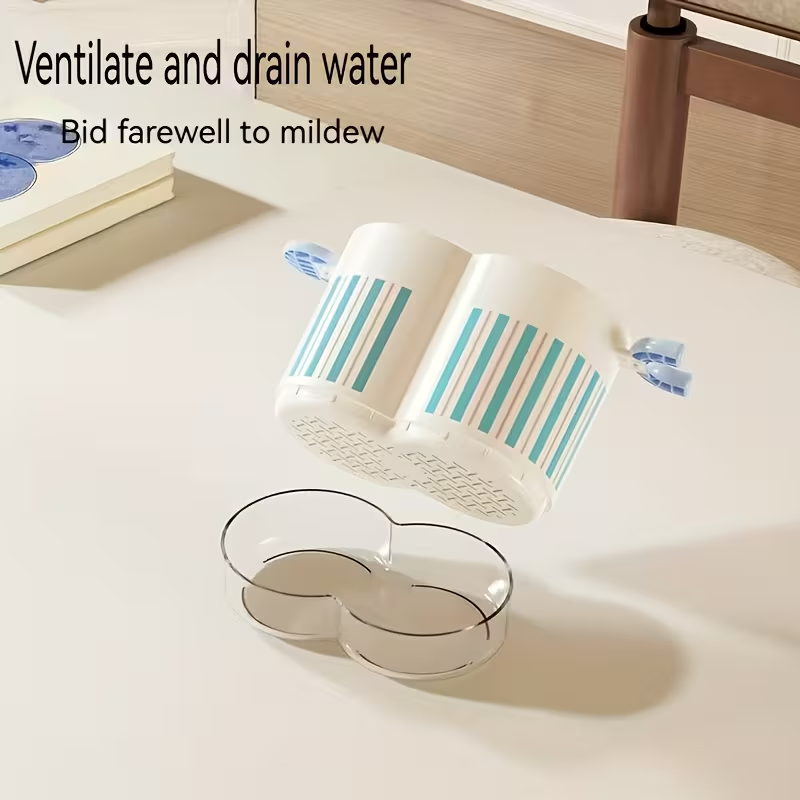 Household double-layer chopstick holder, draining cutlery rack, with storage box