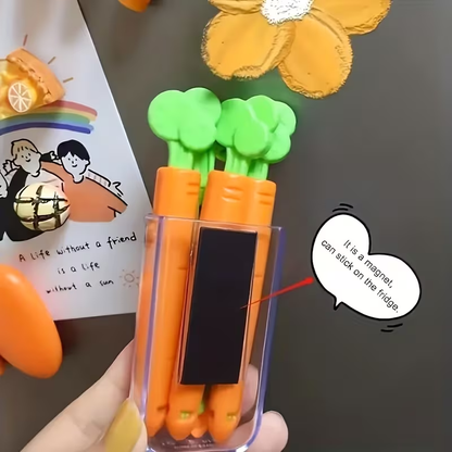 12-pack magnetic carrot-shaped plastic clips - non-food contact seal
