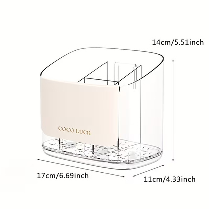 Dishware storage box with drain rack and dividers, no drilling required.