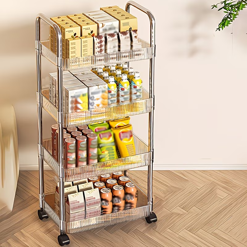 2/3/4-layer transparent acrylic wheeled storage trolley, slim and mobile