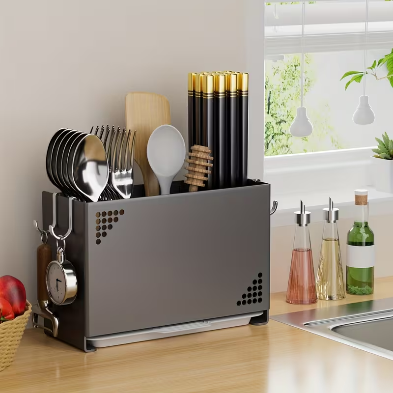1 Wall-Mounted Chopstick Holder | Space-Saving Kitchen Storage Rack with Cutlery Slot