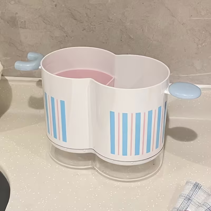 Household double-layer chopstick holder, draining cutlery rack, with storage box
