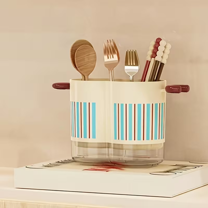 Household double-layer chopstick holder, draining cutlery rack, with storage box