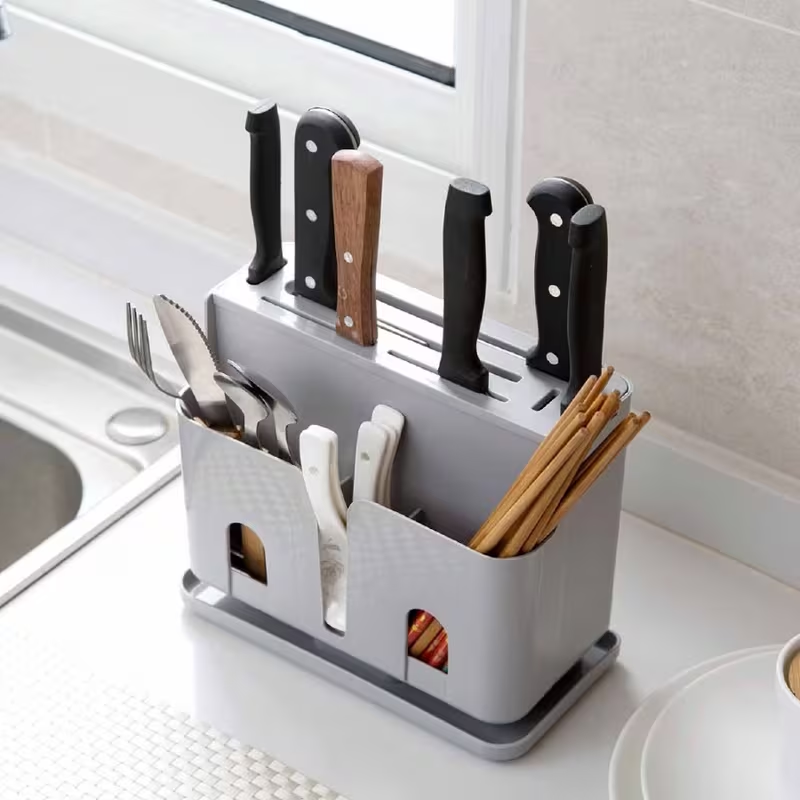 kitchen storage rack, chopsticks holder, and knife rack with drain function.