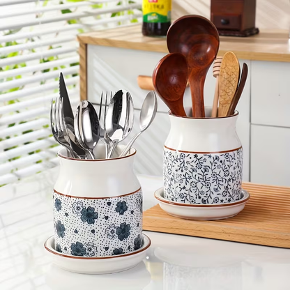 2-piece ceramic kitchen dish rack set | Large capacity