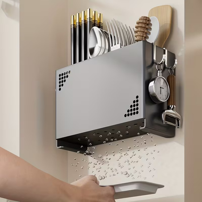 1 Wall-Mounted Chopstick Holder | Space-Saving Kitchen Storage Rack with Cutlery Slot