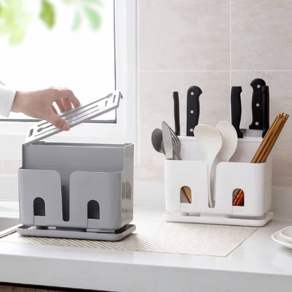 kitchen storage rack, chopsticks holder, and knife rack with drain function.
