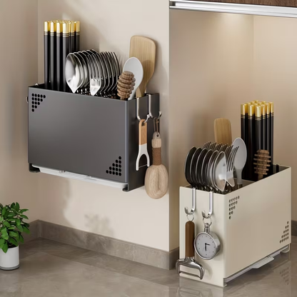 1 Wall-Mounted Chopstick Holder | Space-Saving Kitchen Storage Rack with Cutlery Slot