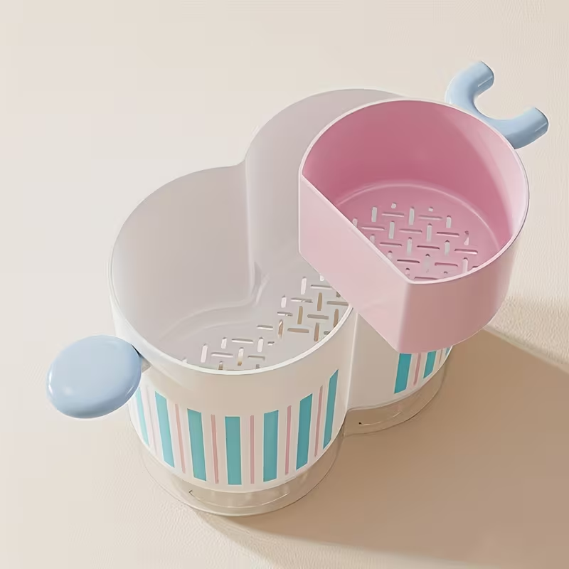 Household double-layer chopstick holder, draining cutlery rack, with storage box