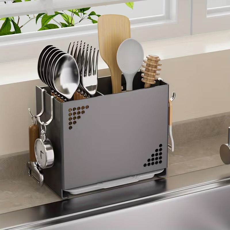 1 Wall-Mounted Chopstick Holder | Space-Saving Kitchen Storage Rack with Cutlery Slot