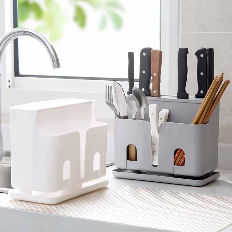 kitchen storage rack, chopsticks holder, and knife rack with drain function.