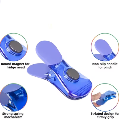 Sealing clips, 3-pack food slice snack bag sealing clips, colorful refrigerator magnetic clips