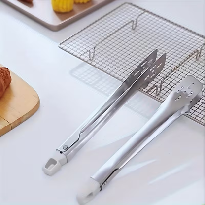 1-Pack Heavy Duty Stainless Steel Kitchen Clips | Long Handle, Non-Slip Handle