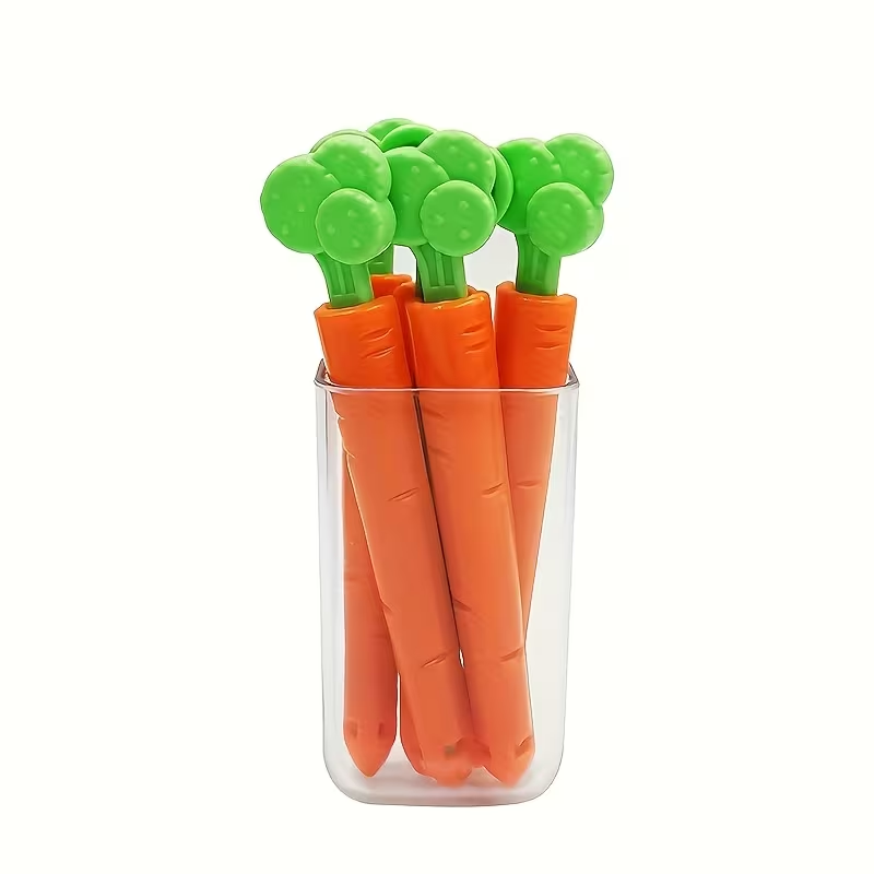 12-pack magnetic carrot-shaped plastic clips - non-food contact seal